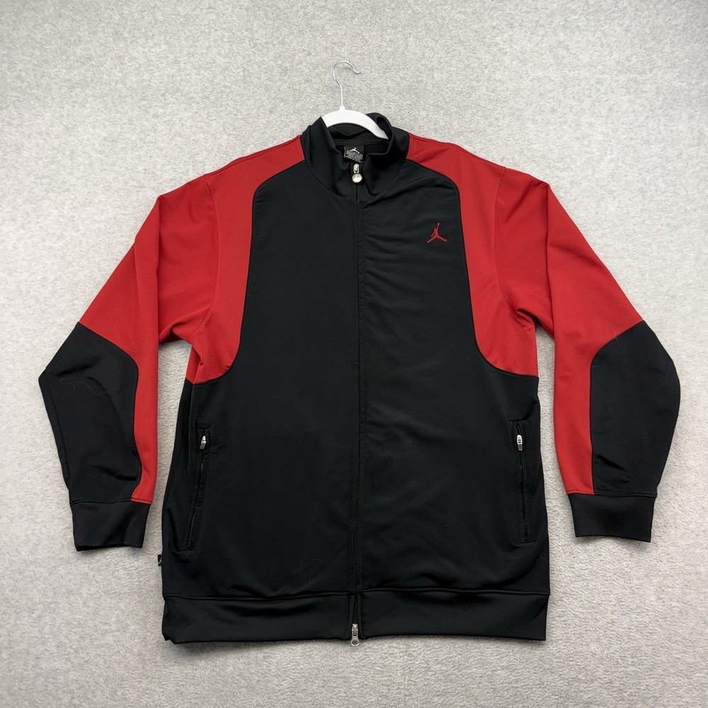 Jordan Zip Track Jacket Men's Large Gray Black Red Warm Up Polyester Nike L